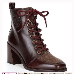 Elegant Burgundy Lace-Up Ankle Boots